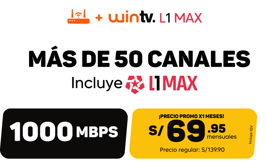 Internet 100% Fibra 600 Mbps S/69.50